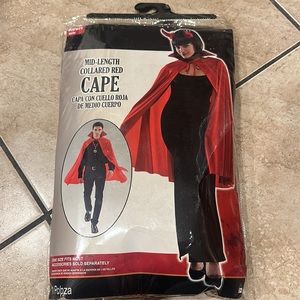 Halloween - Mid Length Collared Red Cape - horns included